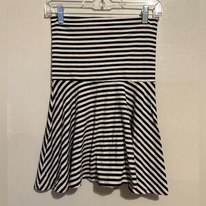 American Apparel A-Line Skater Mini Skirt in Black and White Stripes